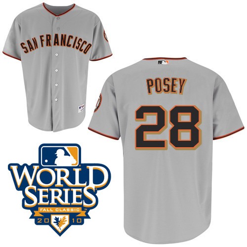 Discounted San Francisco Giants 28 Buster Posey Grey Cool Base MLB Jersey Baseball MLB Jerseys